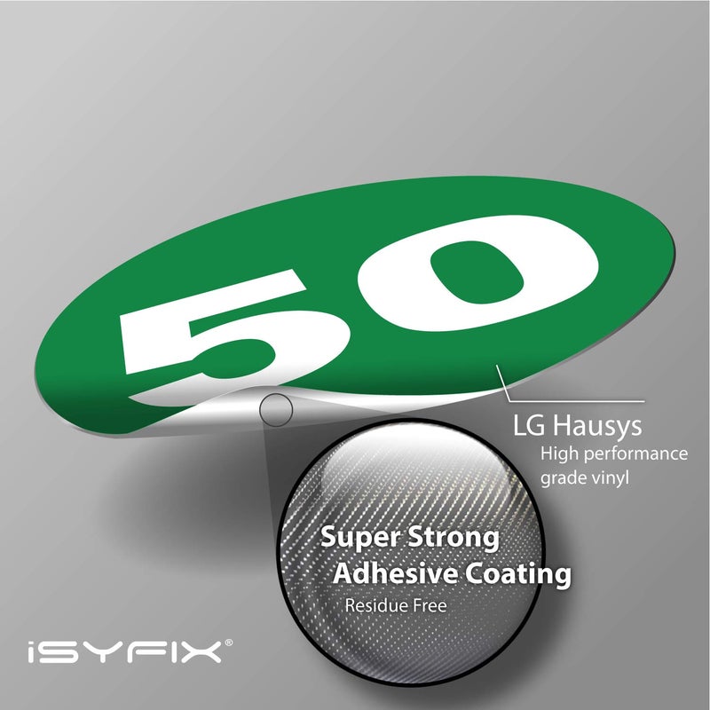 iSYFIX Green Consecutive Number Stickers â€“ 1 to 50, 3-inch, 1 Set â€“ Vinyl Self Adhesive Premium Decal, Ideal for Inventory, Storage, Organizing, Boxes, Bins, Toolbox, Lockers & More, Indoor/Outdoor - Image 3